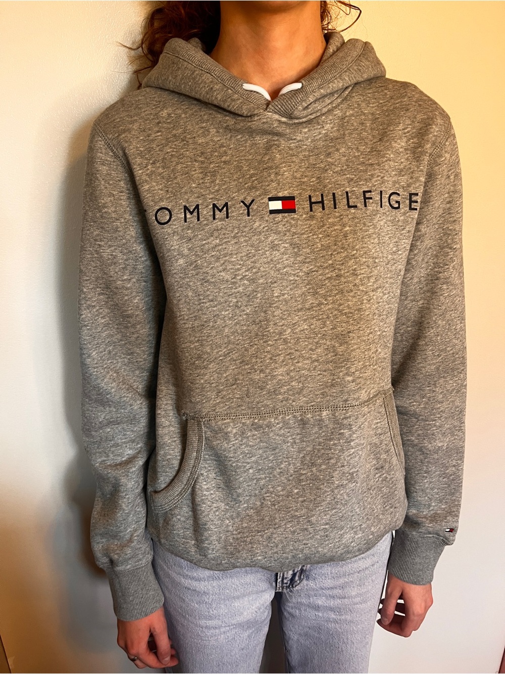 Tommy Hilfiger Heather Gray Hooded Sweatshirt with Logo